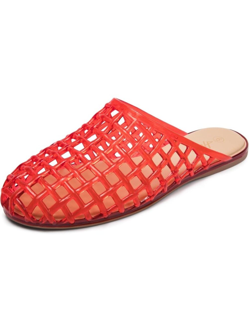 Women's Red Clear Mesh Hollow Slip On Closed Toe Jelly Casual Flat Sandals - Picture 3 of 6